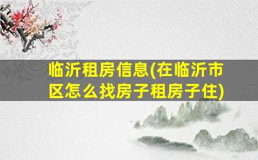 临沂租房信息(在临沂市区怎么找房子租房子住)