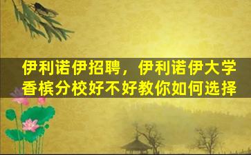 伊利诺伊招聘，伊利诺伊大学香槟分校好不好教你如何选择