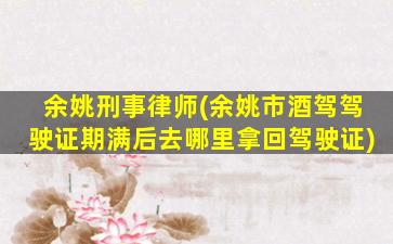 余姚刑事律师(余姚市酒驾驾驶证期满后去哪里拿回驾驶证)