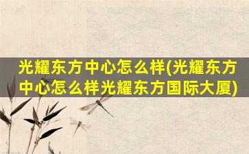 光耀东方中心怎么样(光耀东方中心怎么样光耀东方国际大厦)