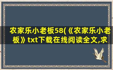农家乐小老板58(《农家乐小老板》txt下载在线阅读全文,求百度网盘云资源)