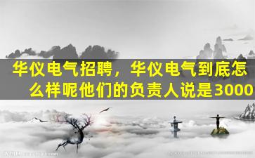 华仪电气招聘，华仪电气到底怎么样呢他们的负责人说是3000
