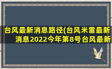 台风最新消息路径(台风米雷最新消息2022今年第8号台风最新消息路径图)