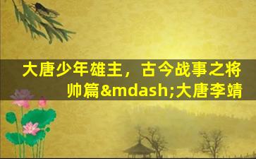大唐少年雄主，古今战事之将帅篇—大唐李靖