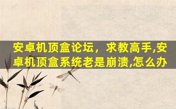 安卓机顶盒论坛，求教高手,安卓机顶盒系统老是崩溃,怎么办