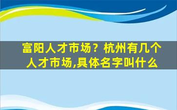 富阳人才市场？杭州有几个人才市场,具体名字叫什么