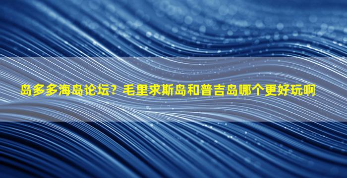 岛多多海岛论坛？毛里求斯岛和普吉岛哪个更好玩啊