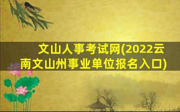 文山人事考试网(2022云南文山州事业单位报名入口)