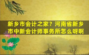 新乡市会计之家？河南省新乡市中新会计师事务所怎么呀啊插图