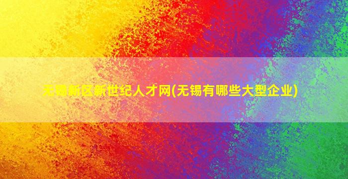无锡新区新世纪人才网(无锡有哪些大型企业)