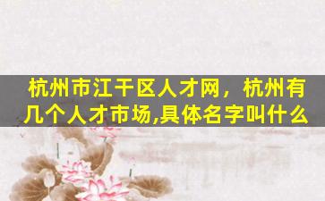 杭州市江干区人才网，杭州有几个人才市场,具体名字叫什么