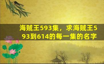 海贼王593集，求海贼王593到614的每一集的名字