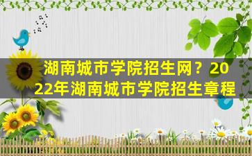 湖南城市学院招生网？2022年湖南城市学院招生章程