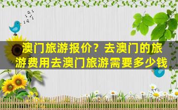 澳门旅游报价？去澳门的旅游费用去澳门旅游需要*