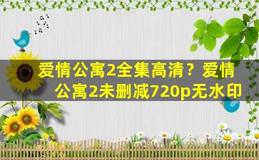 爱情公寓2全集高清？爱情公寓2未删减720p无水印