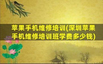 苹果手机维修培训(深圳苹果手机维修培训班学费*)