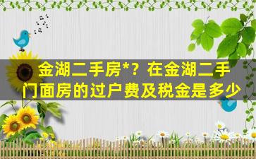 金湖二手房*？在金湖二手门面房的过户费及税金是多少插图