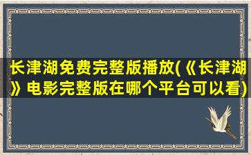 长津湖免费完整版播放(《长津湖》电影完整版在哪个平台可以看)