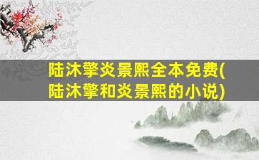 陆沐擎炎景熙全本免费(陆沐擎和炎景熙的小说)