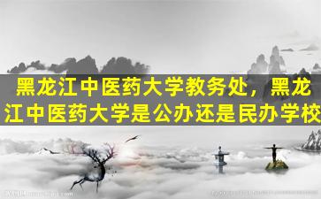 黑龙江中医*大学教务处，黑龙江中医*大学是公办还是民办学校